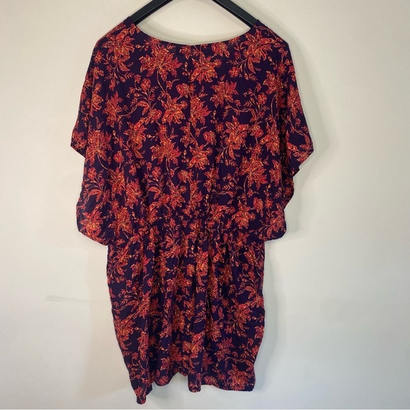 Women's Lands End Modal Purple Red Floral Dress Cover Up Big Sleeves Medium - Picture 8 of 14